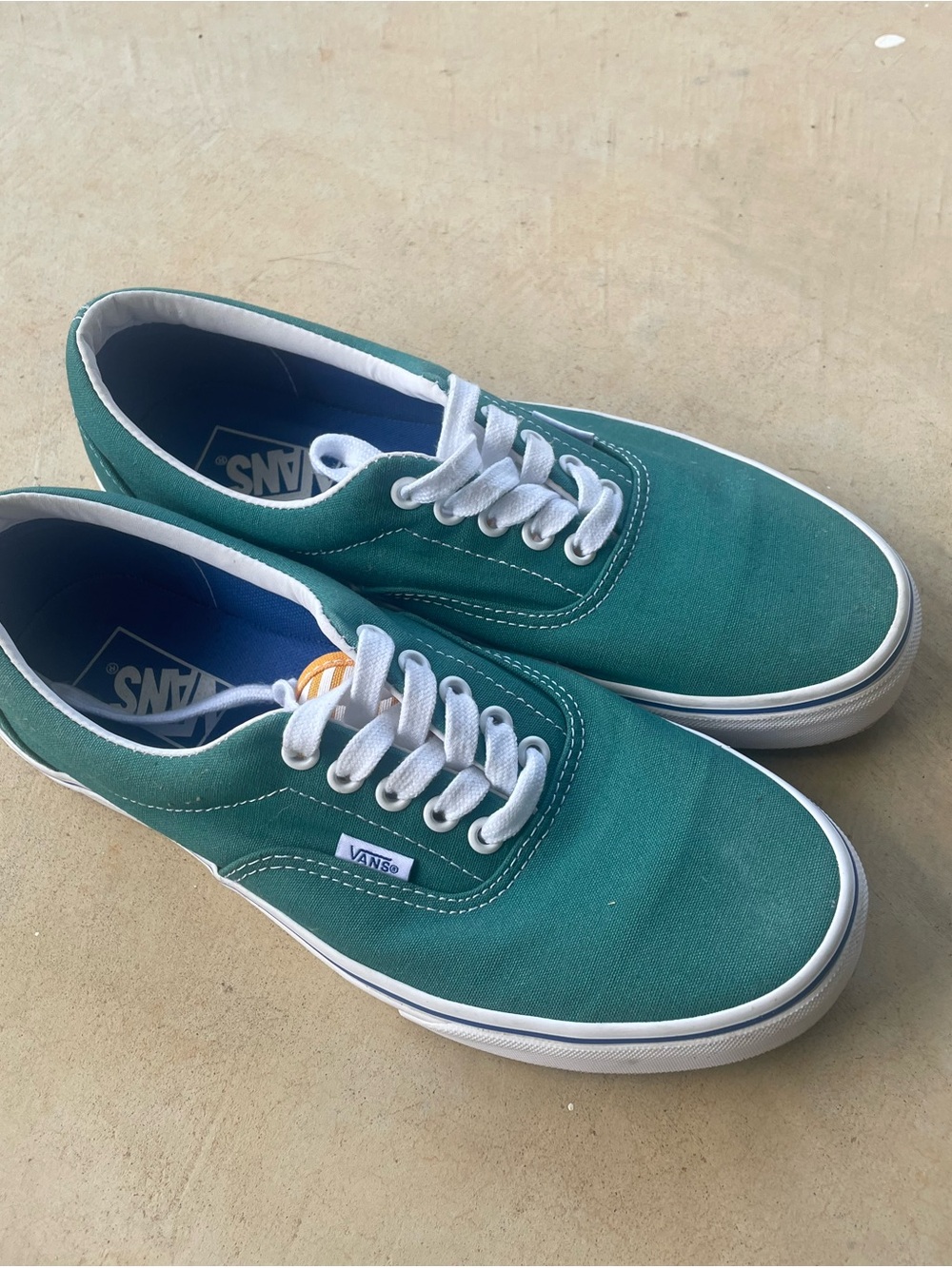 Vans Teal Canvas Low-Top Sneakers with White Accents